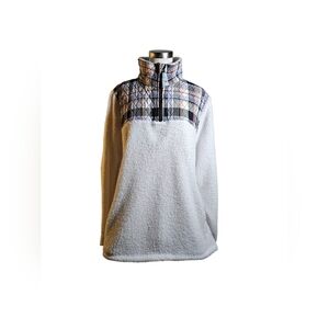 Vera Bradley Women's Cozy Soft Fleece White and Gray Zip Up Sweater Size 3XL